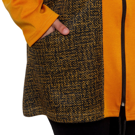 Ζακέτα με Κουκούλα - Κίτρινο - Plus Size (4XL - 5XL) - Φθινόπωρο-Χειμώνας