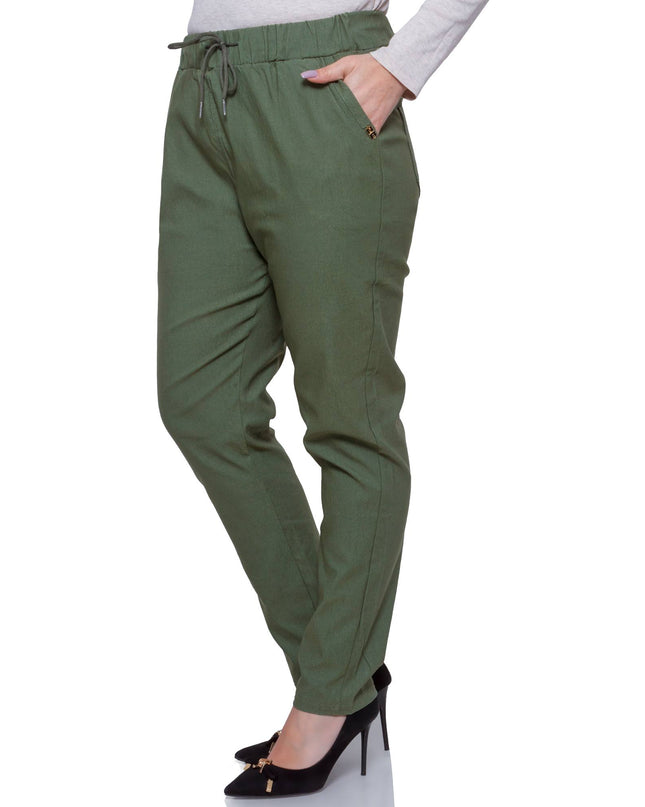 Πράσινα Παντελόνια Plus-Size - Ψηλή Μέση - Χαλαρή Εφαρμογή - Επίσημες Περιστάσεις - Άνοιξη-Καλοκαίρι