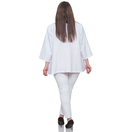 Κομψό Λευκό Σακάκι - Plus Size - Κουμπιά - Επίσημο - Άνοιξη Καλοκαίρι - Άνοιξη-Καλοκαίρι