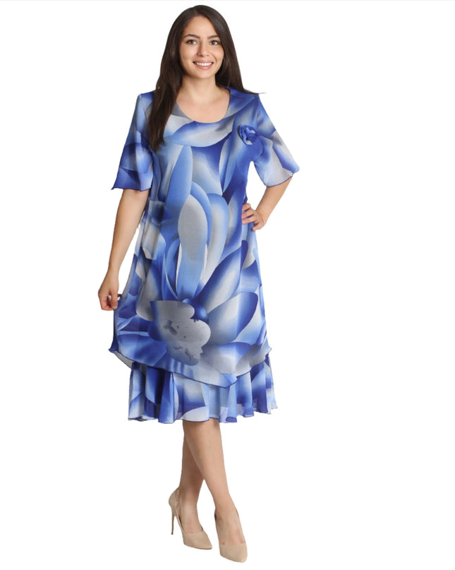 Φόρεμα για Γυναίκες - Σιφόν - Σκούρο Μπλε - XL-6XL - Άνοιξη-Καλοκαίρι