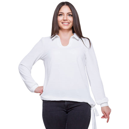Κομψή πουκαμίσα άσπρη με γιακά - Ελαστικό Βισκόζη/Ελαστάνη - Φθινόπωρο/Χειμώνας - Made in EU - Φθινόπωρο-Χειμώνας