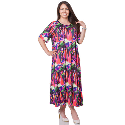 Φόρεμα Πολύχρωμο Αφαιρετικό - Κομψό και Φινέτσα - Επίσημο - Άνοιξη Καλοκαίρι - Λαιμόκοψη Μπούστο - Μήκος κάτω από το γόνατο - Άνοιξη-Καλοκαίρι