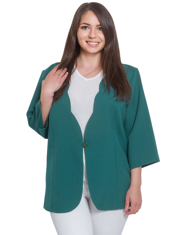 Σακάκι σε πράσινο χρώμα από τη συλλογή Μόδα για Μεγάλα Μεγέθη. Ιδανικό για επίσημες περιστάσεις, προσφέρει άνεση και στυλ.