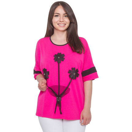Στιλάτη ροζ μπλούζα για καθημερινές εμφανίσεις από το Maxi Market, όψη από μπροστά.