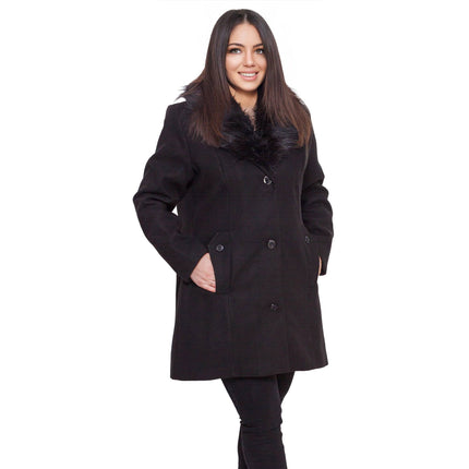 Μαύρο Παλτό Plus Size - 100% Κασμίρι - Φθινόπωρο Χειμώνας - Επίσημο - Κομψή Εμφάνιση - Φθινόπωρο-Χειμώνας
